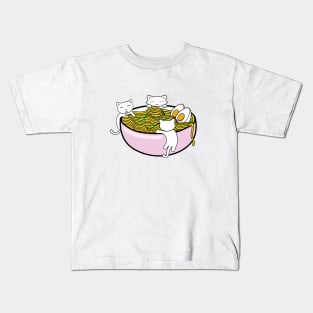 Tasty noodle soup in a pink bowl Kids T-Shirt